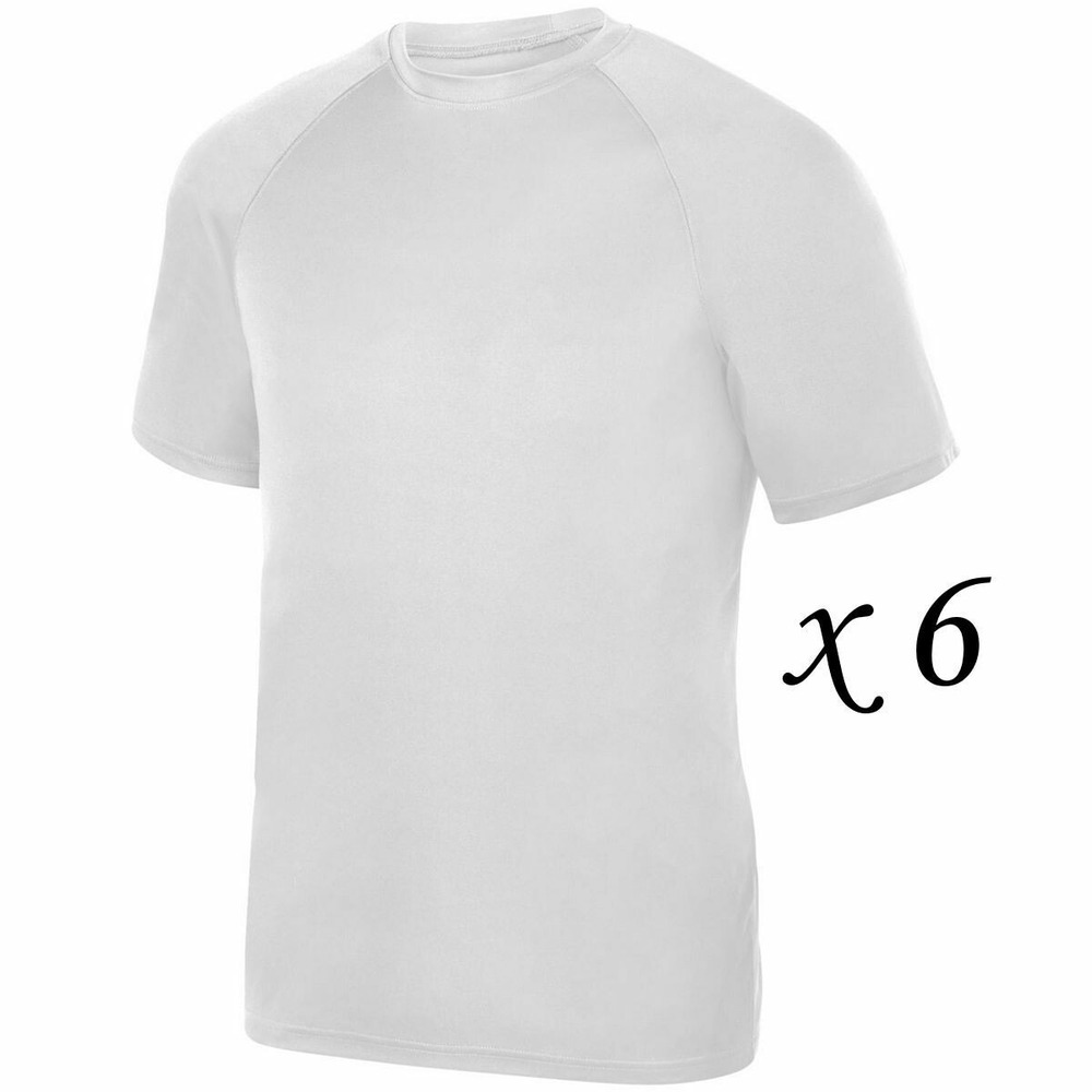 LOT 6 Augusta Sportswear 100% Polyester Attain Wicking Raglan Sleeves Tshirts Sm